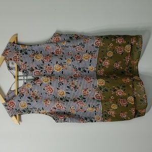 CABI Penelope Striped Floral Sleeveless Tank Top / Multicolor / Small